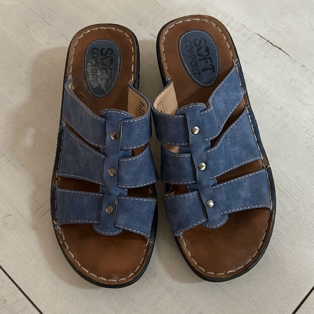 Denim Blue Slip On Sandals